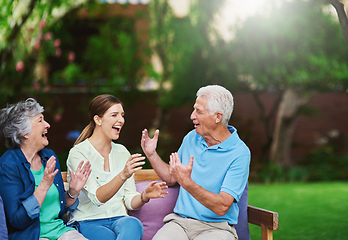 Image showing With family, theres never a dull moment. Shot of a senior couple spending time with their daughter.