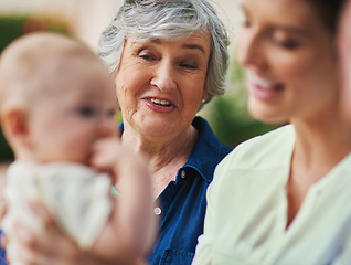 Image showing Hes just so adorable. Cropped shot of a three generational family spending time outdoors.