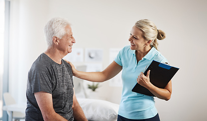 Image showing Ill have you back to 100 in no time. Cropped shot of a mature female physiotherapist working with a senior male patient in her office.