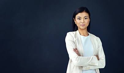 Image showing Im ready for the business world. Studio portrait of a young businesswoman.