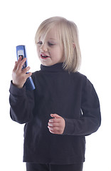 Image showing Child Talking on Cell Phone