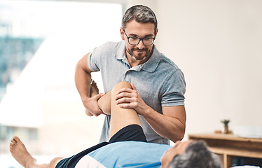 Image showing Youll be back to full speed in no time. Shot of a senior man going through rehabilitation with his physiotherapist.