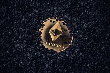 Image showing Gold coin with cryptocurrency logo