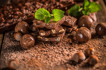 Image showing Still life of chocolate pieces