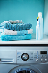 Image showing Keeping your laundry clean. Shot of a washing machine at home.