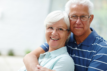 Image showing Husband and wife together for life. Shot of a happy senior couple smiling at the camera.