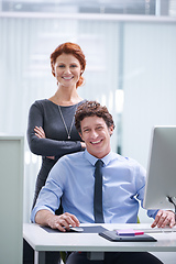 Image showing Together theyre the best team. Portrait of young business professionals posing in an office.