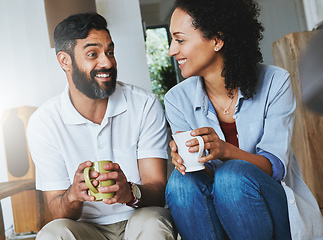 Image showing Catching up with coffee. Shot of a relaxed young enjoying the day at home together.