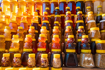 Image showing fresh organic honey on farm market