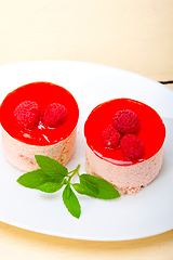 Image showing fresh raspberry cake mousse dessert