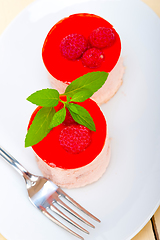 Image showing fresh raspberry cake mousse dessert