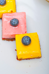 Image showing strawberry and mango mousse dessert cake