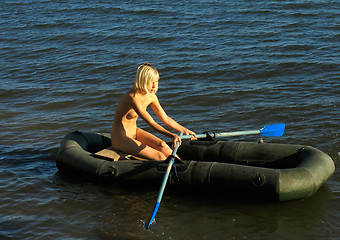 Image showing Girl on the boat