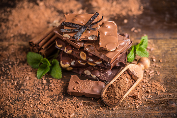 Image showing Dark hazelnut chocolate