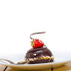 Image showing fresh chocolate strawberry mousse