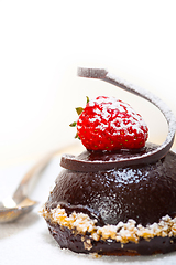 Image showing fresh chocolate strawberry mousse