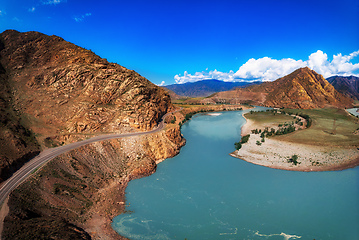 Image showing Chuysky trakt road and Katun river in the Altai mountains.