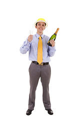 Image showing businessman drink champagne 