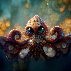 Image showing Funny cartoon octopus. Digtal generated illustration. 