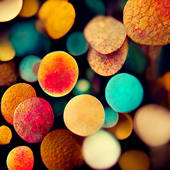 Image showing Abstract colorful background surface. Fantastic foam with sphere