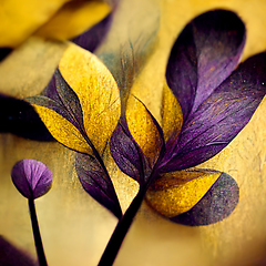 Image showing Purple and yellow abstract flower Illustration.