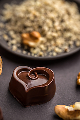 Image showing Heart shaped chocolate pralines