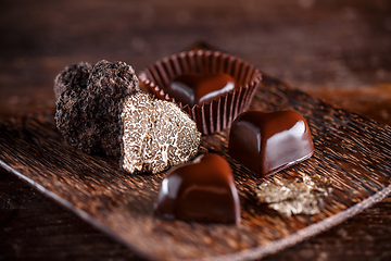 Image showing Heart shaped chocolate praline