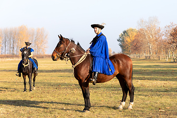 Image showing Hungarian csikos horseman in traditional folk costume