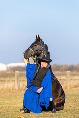 Image showing Hungarian csikos horseman in traditional folk costume