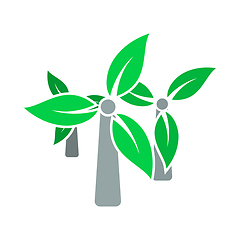Image showing Wind Mill With Leaves In Blades Icon
