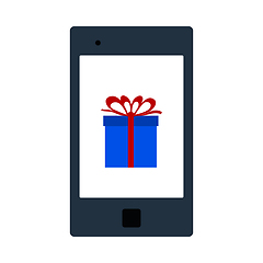 Image showing Smartphone With Gift Box On Screen Icon