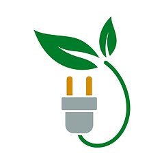 Image showing Electric Plug With Leaves Icon