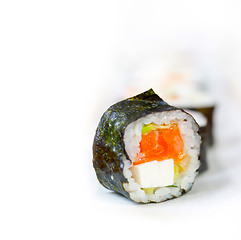 Image showing fresh sushi choice combination assortment selection