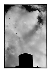 Image showing church silhouette under cloudy sky