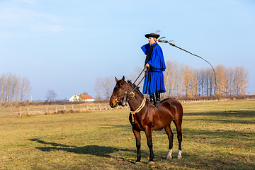 Image showing Hungarian csikos horseman in traditional folk costume