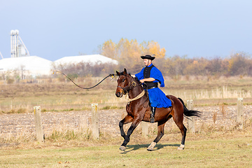 Image showing Hungarian csikos horseman in traditional folk costume