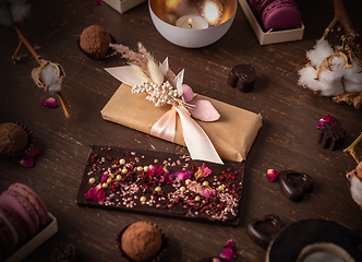 Image showing Handmade chocolate with fillings