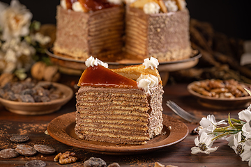 Image showing Deliciouse cake with chocolate cream