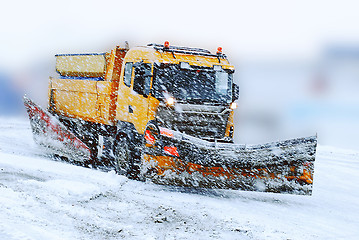 Image showing Snowplow in bad weather