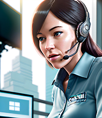 Image showing Illustration of officer at helpdesk.