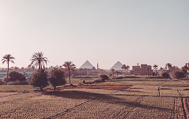 Image showing Panorama of the Great Pyramids of Giza, Egypt