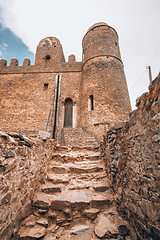 Image showing Fasil Ghebbi, royal castle in Gondar, Ethipia