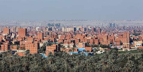 Image showing Cairo city skyline, Giza Plateau, Egypt