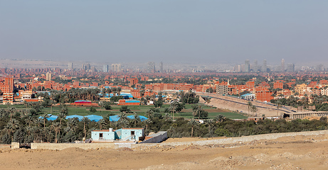 Image showing Cairo city skyline, Giza Plateau, Egypt