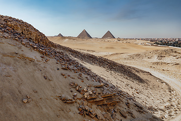 Image showing Panorama of the Great Pyramids of Giza, Egypt