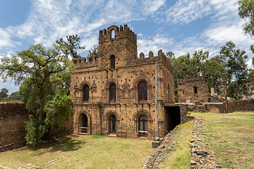 Image showing Fasil Ghebbi, royal castle in Gondar, Ethipia