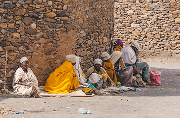 Image showing Beggar woman on the street, Aksum, Ethiopia Africa