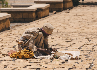 Image showing Old woman sell incense in Aksum, Ethiopia Africa