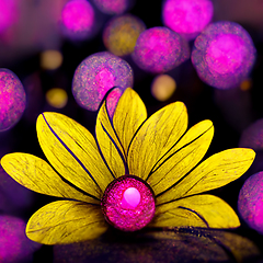 Image showing Purple and yellow abstract flower Illustration.