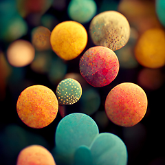 Image showing Abstract colorful background surface. Fantastic foam with sphere